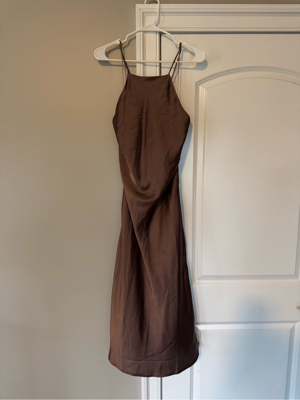 SAGE The Label VICI Chocolate Brown Satin Maxi Slip Dress